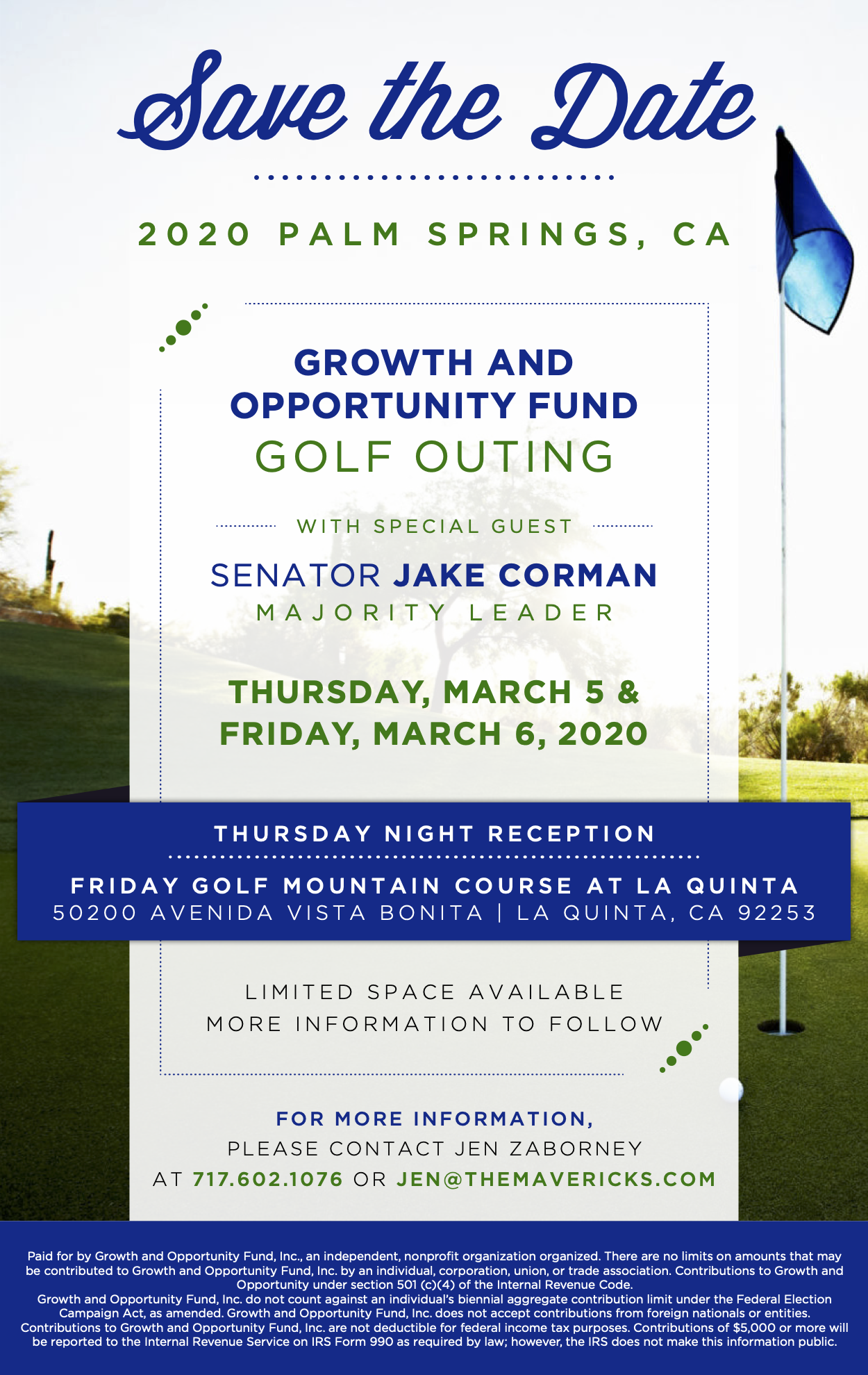 Invitation to a Growth and Opportunity Fund fundraising event